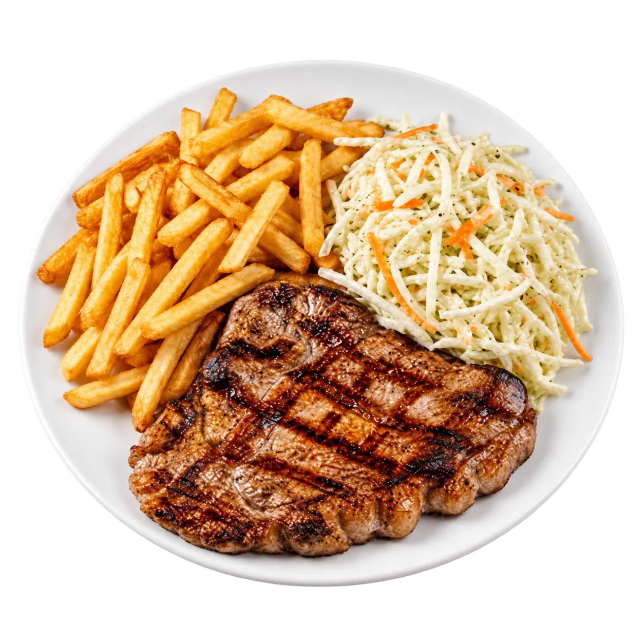 Ceafă cu cartofi și salată de varză